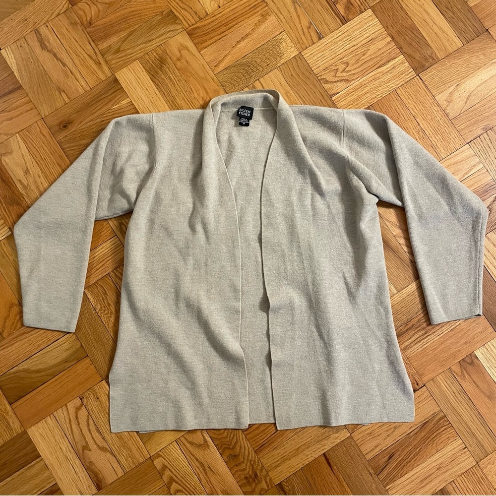 Eileen Fisher Light Beige Open Front Cardigan